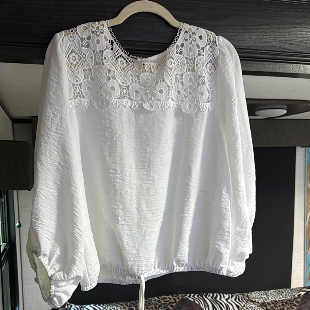 Enfocus Studio White Embellished Long Sleeve Blouse